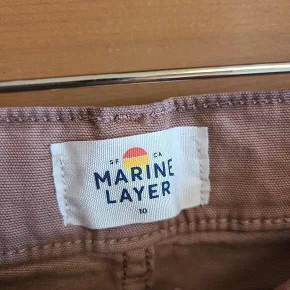 Marine Layer Maya Slim Straight Utility Pant 10 Washed Out Brown Crop Bottom - Picture 5 of 5